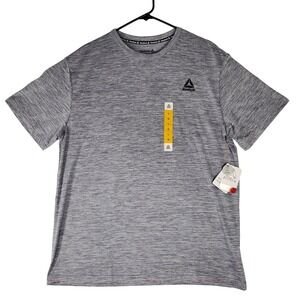 Reebok Mens Heather Grey Space‎ Dye Performance T-Shirt Moisture Wicking Large L